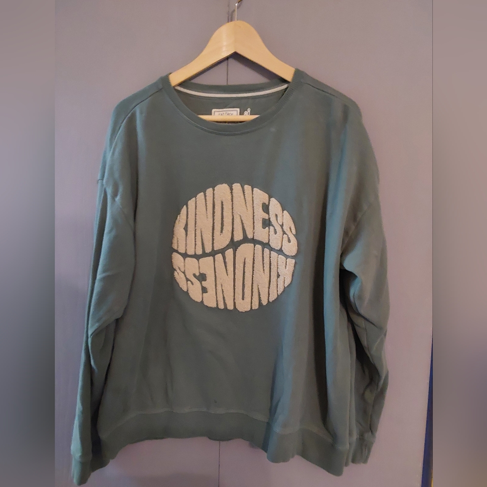 Fat Face Kindness Graphic Women Sweater - Green And Cream